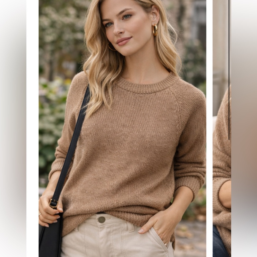 Tan Crewneck Knit Sweater